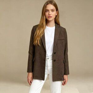 Brown Wool Blazer Jacket Size L Women’s